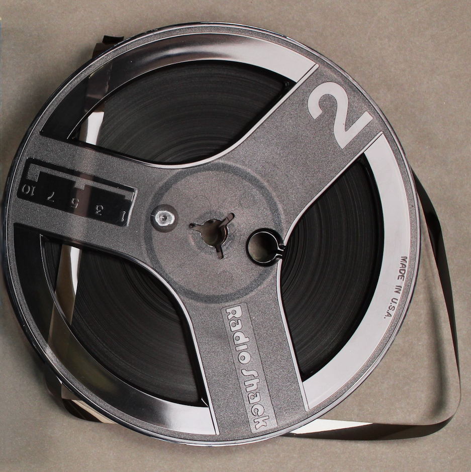A photograph of an audio tape